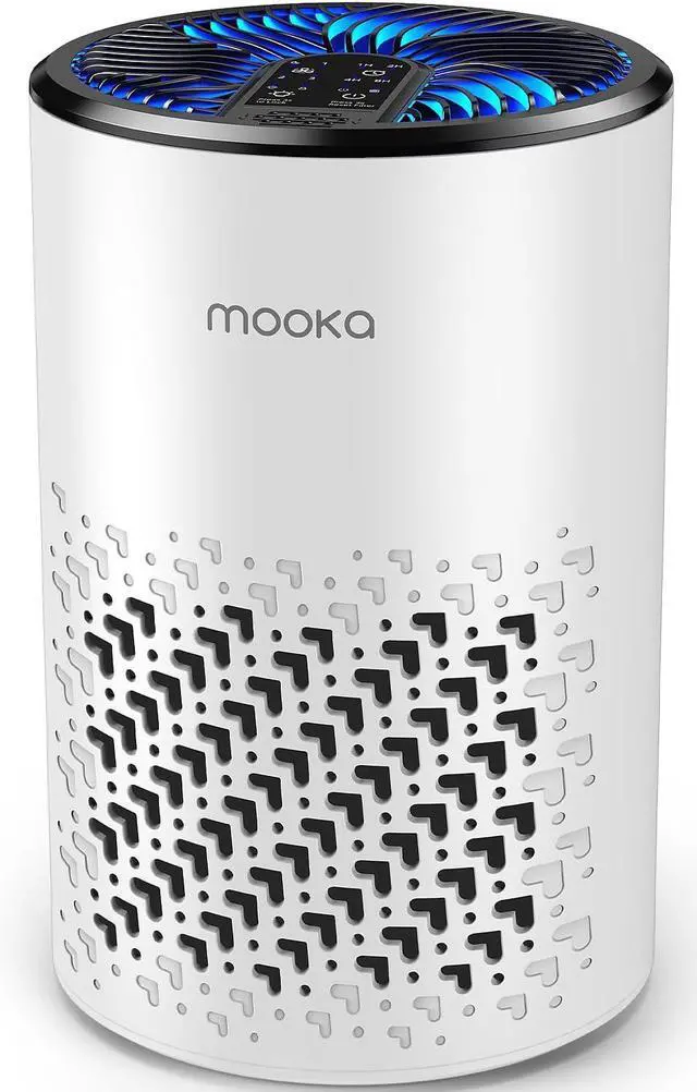 Main image of Air Purifiers for Bedroom Home, MOOKA HEPA Air Purifier for Home Pets with Fragrance Sponge for Smoke Dust Pollen Dander Odor, Small Air Cleaner with Sleep Mode Night Light Timer, KJ067L, White