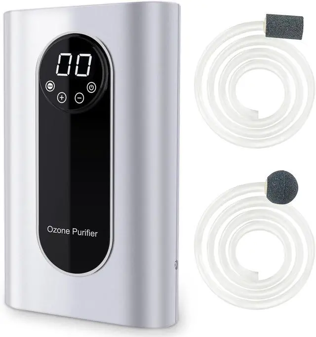 Main image of Portable Ozone Machine Generator,1000mg/h Multipurpose Ozone Machine for Air,Water,Food,Home,Office,Hunting (Silver)