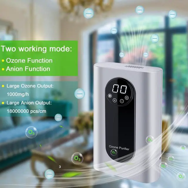 Alt view image 3 of 7 - Portable Ozone Machine Generator,1000mg/h Multipurpose Ozone Machine for Air,Water,Food,Home,Office,Hunting (Silver)