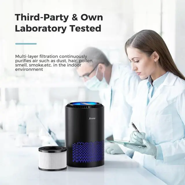 Alt view image 6 of 7 - AROEVE Air Purifiers for Bedroom Home, Air Purifier For Smoke Pollen Dander Hair Smell Air Cleaner with Sleep Mode Speed Control For Bedroom Office, MK01- Black(Available for California)
