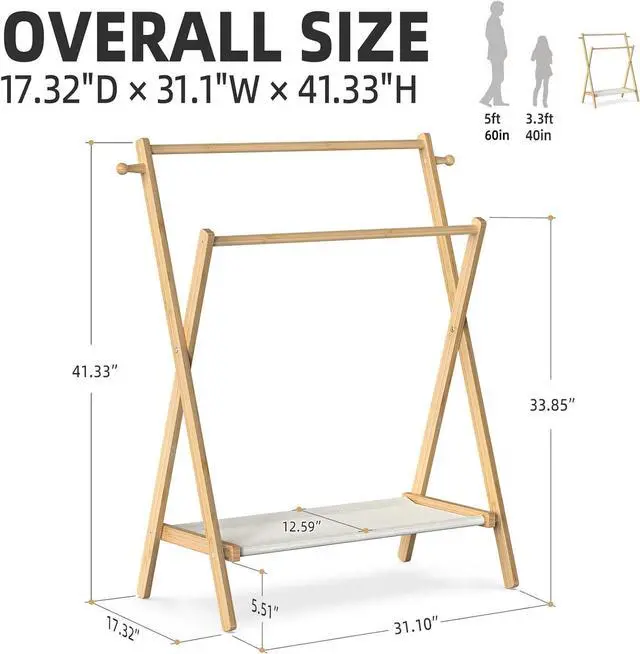 Alt view image 4 of 7 - Kids Clothing Rack, Small Clothes Rack for Toddler Pets, Kids Dress Up Rack with Storage Shelf & Double Rods, Foldable Kids Clothes Rack for Nursery Child's Room (Regular Size)