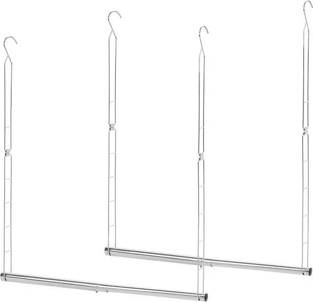 Main image of STORAGE MANIAC Hanging Closet Rod, Adjustable Width and Height Closet Hanging Organizer, Space-Saving Clothes Hanging Bar, Closet Extender Hanging Rod Double Closet Hanging Rod, 2 Pack Chrome