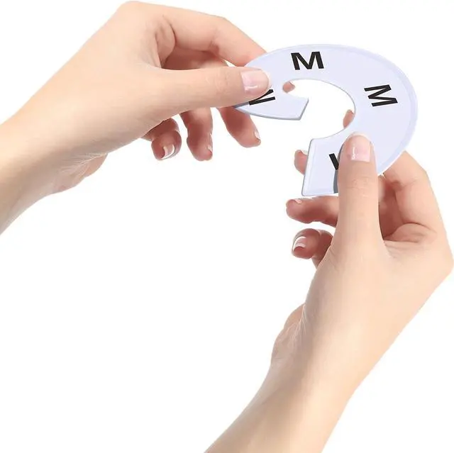 Alt view image 4 of 7 - 40 Pack Round White Plastic Clothing Size Closet Rack Dividers Hangers, Preprinted in 8 Sizes XXS, XS, S, M, L, XL, XXL, XXXL (Outer 3.5, Inner Diameter 1.38)