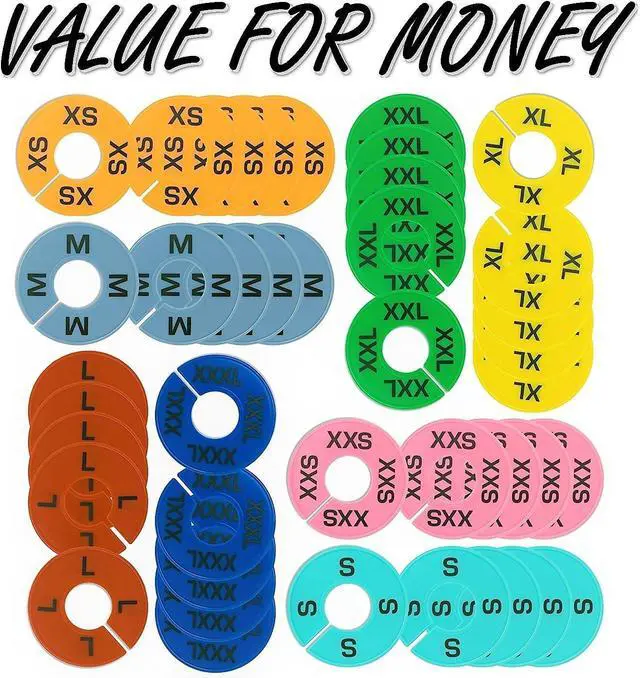 Alt view image 6 of 7 - Clothes Size Dividers | 40 Pieces 8 Colors XXS-XXXL | Ultimate Clothing Rack Dividers | Round Clothes Rack Clothes Hangers, Commercial Clothing Racks, Clothing Shops by GIDABRAND