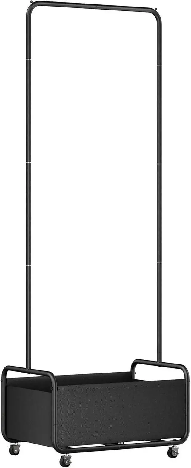 Alt view image 7 of 7 - Dunatou Small Clothes Rack with Wheels, Heavy Duty Metal Garment Rack, 2-in-1 with Basket, Clothes Racks for Hanging Clothes, 15.7" x 23.6" x 67", Black