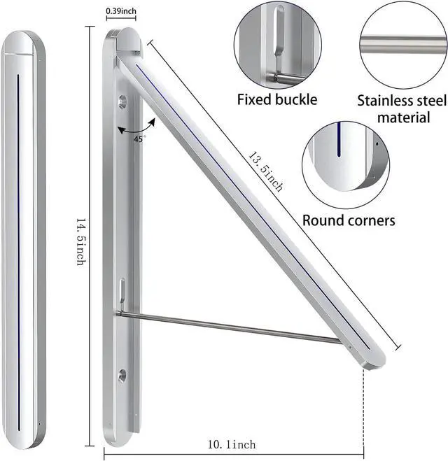 Alt view image 2 of 7 - Clothes Drying Rack,Wall Mounted Clothes Hanging Rack,Retractable Folding Hanger,Laundry Room Organization,Drying Racks for Laundry,Bathroom,Garage,Indoor&Outdoor Aluminum1pcs