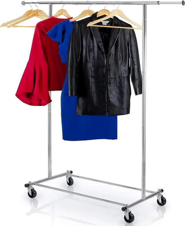 Main image of Clothes Rack for Hanging Clothes - Heavy Duty Commercial Grade Chrome for Clothing, Garment Rack Adjustable, Collapsible, Expandable Clothing Rack, 200 LBS Capacity