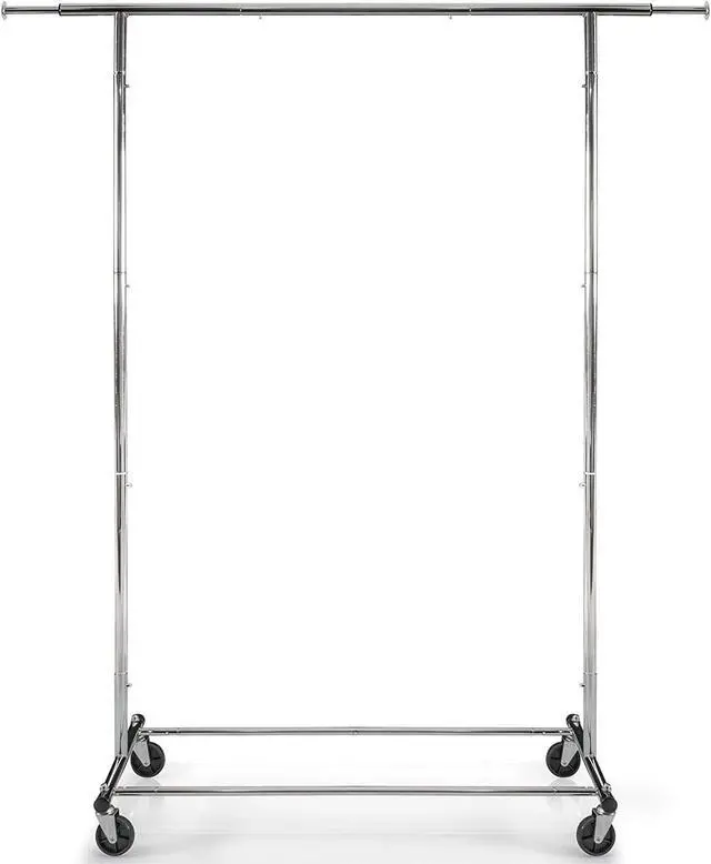 Alt view image 4 of 7 - Clothes Rack for Hanging Clothes - Heavy Duty Commercial Grade Chrome for Clothing, Garment Rack Adjustable, Collapsible, Expandable Clothing Rack, 200 LBS Capacity
