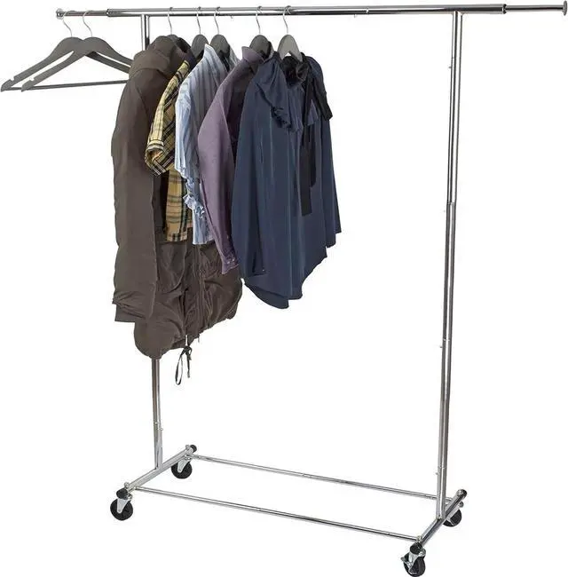Alt view image 6 of 7 - Clothes Rack for Hanging Clothes - Heavy Duty Commercial Grade Chrome for Clothing, Garment Rack Adjustable, Collapsible, Expandable Clothing Rack, 200 LBS Capacity