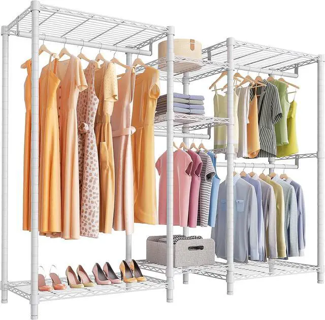 Main image of VIPEK Classic V6 Wire Garment Rack 5 Tiers Heavy Duty Clothes Rack for Hanging Clothes, Wardrobe Racks Compact Large Metal Clothing Racks Freestanding Closet Storage Racks, Max Load 850LBS, White