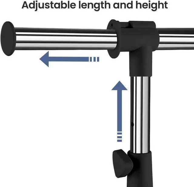 Alt view image 3 of 7 - LiaMeE Adjustable Clothing Rack for Hanging Clothes, Heavy Duty Garment Rack with WheelsFree Standing Rolling Clothes Rack with Shelf & Grid, Easy Assembly Standard Rod, Black & Chrome