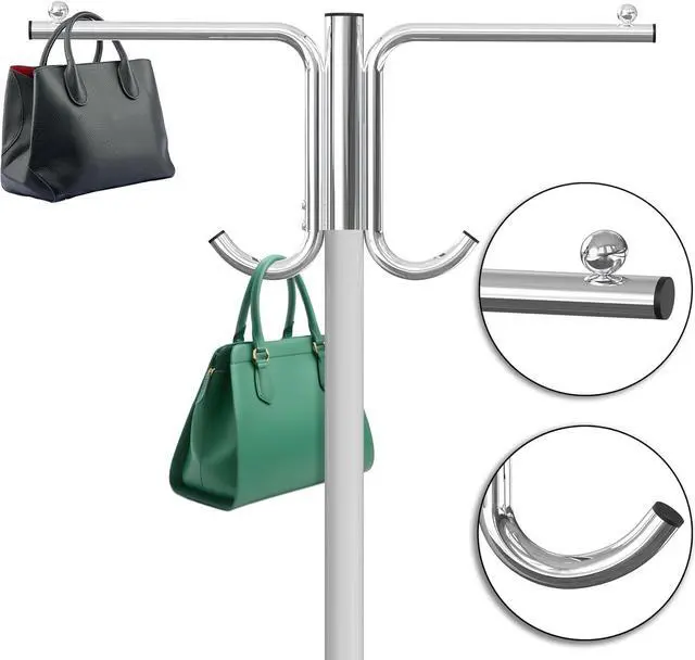 Alt view image 5 of 7 - Simple Houseware Industrial Grade Z-Base Garment Rack, 500lb Load with 62" Extra Long bar w/Clear Cover and Tube Bracket