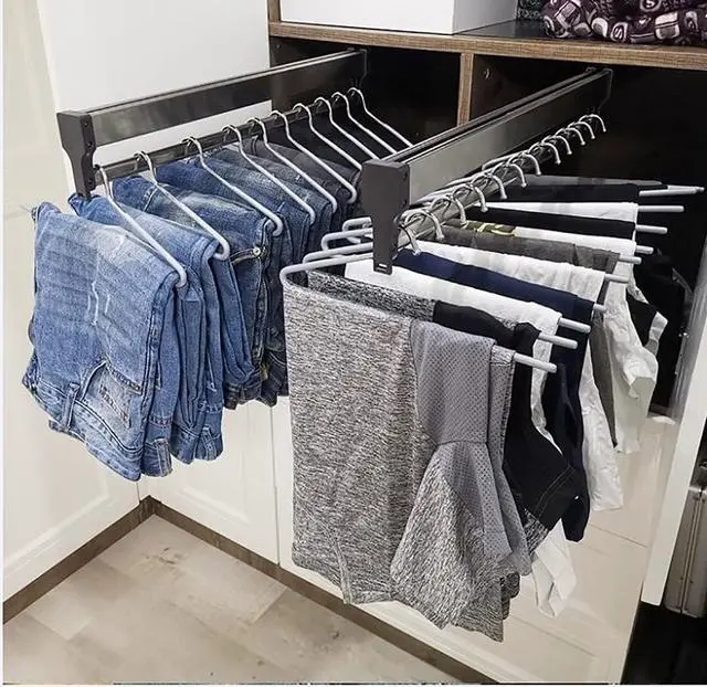 Alt view image 2 of 6 - Closet Clothes Hanger Rail,Pull-Out Closet Rod 30-60cm,Wardrobe Clothing Rail,Closet Organizer Rack for Pants and Coat (400MM/15.7INCH)