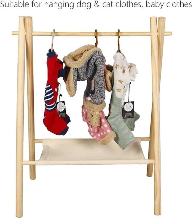 Alt view image 3 of 7 - Garment Rack for Pets/Dolls/Baby, Hanger Rack, Dress up Storage, Clothes Organizer, Wooden (Beige, Medium)