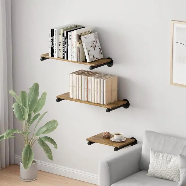 Alt view image 3 of 7 - 6 Pcs Industrial Pipe Clothes Bars 12 inch, Industrial Pipe Clothing Racks, Wall Mount Closet Rods for Hanging Clothes, Black Closet Bar Rod for Home Boutique