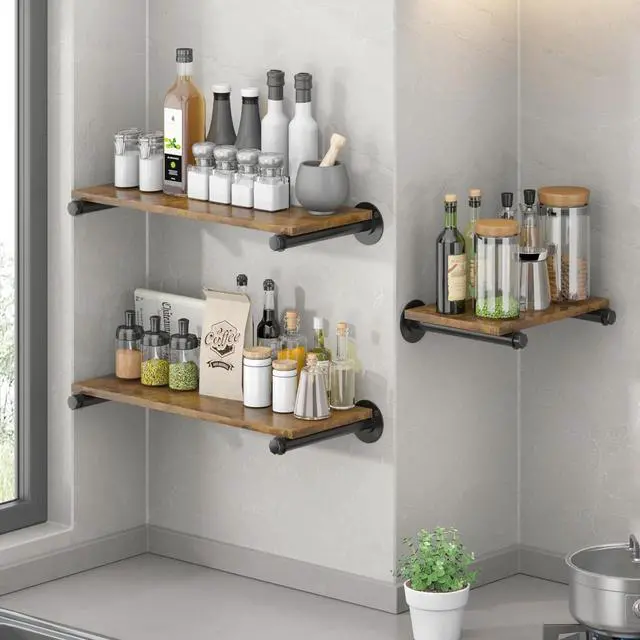 Alt view image 4 of 7 - 6 Pcs Industrial Pipe Clothes Bars 12 inch, Industrial Pipe Clothing Racks, Wall Mount Closet Rods for Hanging Clothes, Black Closet Bar Rod for Home Boutique