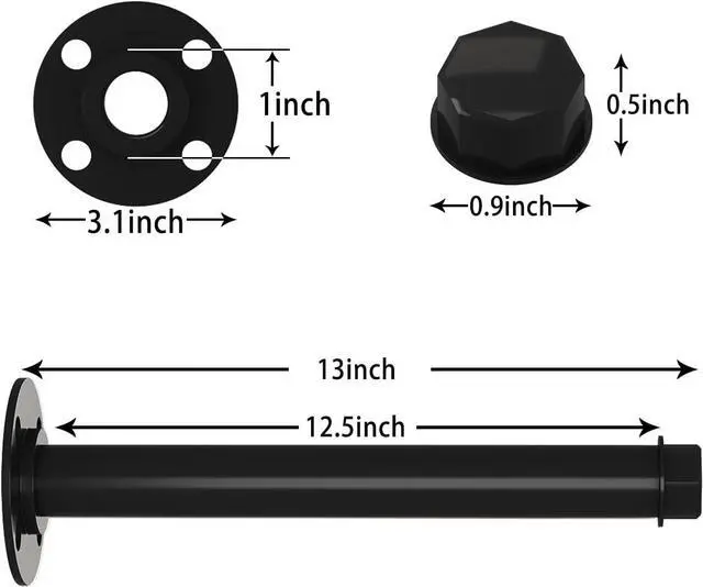 Alt view image 6 of 7 - 6 Pcs Industrial Pipe Clothes Bars 12 inch, Industrial Pipe Clothing Racks, Wall Mount Closet Rods for Hanging Clothes, Black Closet Bar Rod for Home Boutique