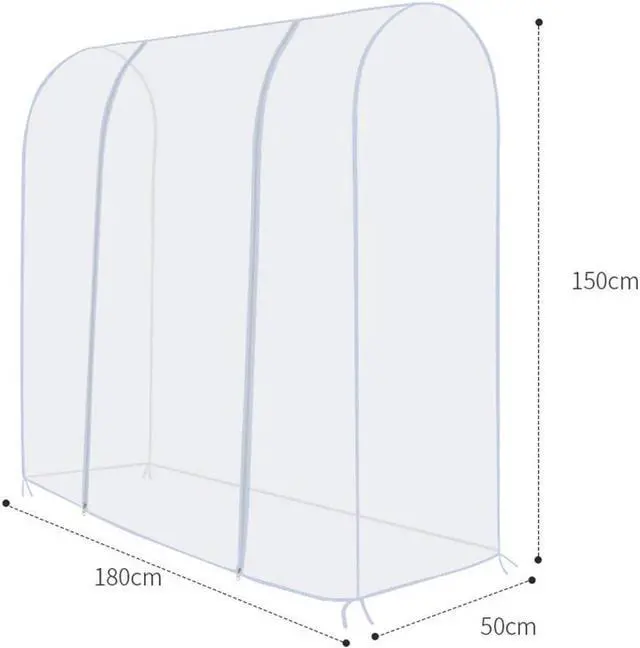 Alt view image 3 of 7 - Clothing Rack Cover, Clothes Garment Rack Cover 6 Ft - with 2 Durable Zippers, Waterproof Cover for Clothing Hanging Rack 71" X 20" X 52" (180 X 50 X 133 cm) - Only Cover