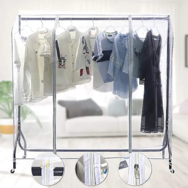 Alt view image 5 of 7 - Clothing Rack Cover, Clothes Garment Rack Cover 6 Ft - with 2 Durable Zippers, Waterproof Cover for Clothing Hanging Rack 71" X 20" X 52" (180 X 50 X 133 cm) - Only Cover