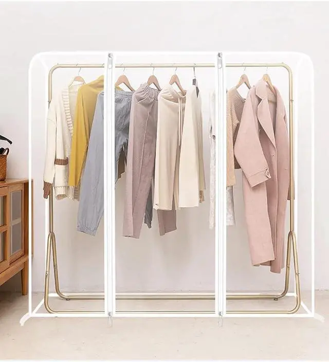 Alt view image 6 of 7 - Clothing Rack Cover, Clothes Garment Rack Cover 6 Ft - with 2 Durable Zippers, Waterproof Cover for Clothing Hanging Rack 71" X 20" X 52" (180 X 50 X 133 cm) - Only Cover