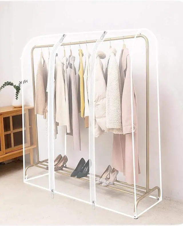 Alt view image 7 of 7 - Clothing Rack Cover, Clothes Garment Rack Cover 6 Ft - with 2 Durable Zippers, Waterproof Cover for Clothing Hanging Rack 71" X 20" X 52" (180 X 50 X 133 cm) - Only Cover