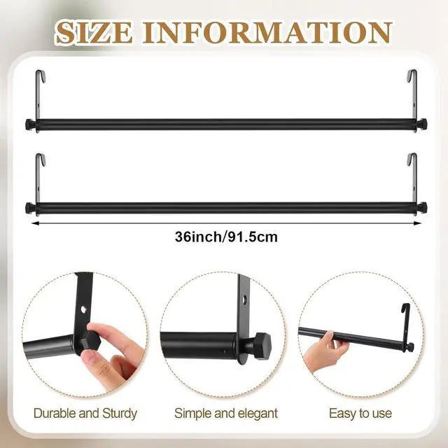 Alt view image 2 of 6 - 2 Pack Wire Shelving Garment Hanger Bar Wire Shelving Accessories Industrial Closet Clothes Rods for Home Retail Store(Black,36 Inch)