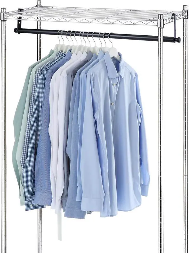 Alt view image 5 of 6 - 2 Pack Wire Shelving Garment Hanger Bar Wire Shelving Accessories Industrial Closet Clothes Rods for Home Retail Store(Black,36 Inch)