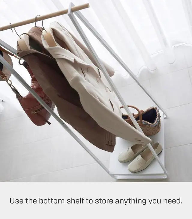 Alt view image 4 of 7 - Yamazaki Home Freestanding Coat Hanger Clothes Rack with Shelf Steel One Size White