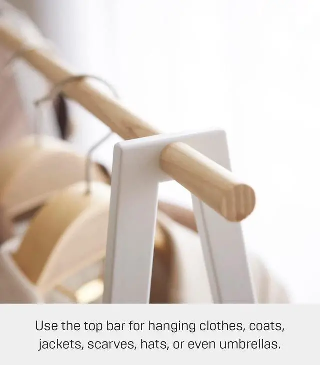 Alt view image 3 of 7 - Yamazaki Home Freestanding Coat Hanger Clothes Rack with Shelf Steel One Size White