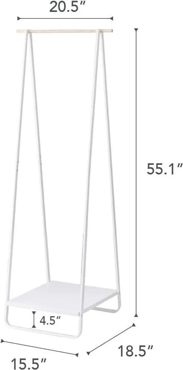 Alt view image 7 of 7 - Yamazaki Home Freestanding Coat Hanger Clothes Rack with Shelf Steel One Size White