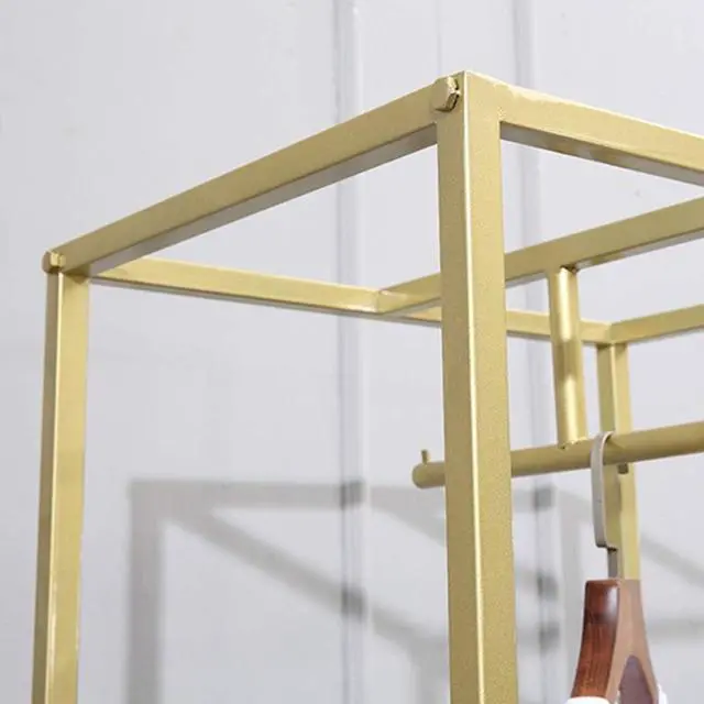 Alt view image 7 of 7 - Modern Clothes Retail Heavy Duty Garment Racks,Metal Clothing Store Hanger Storage Shelves,Floor-Standing Display Rack (Gold Square Tube, 71" H)