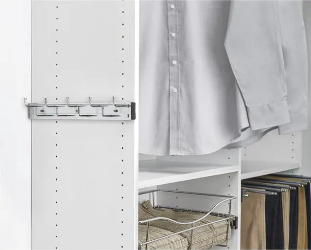 Alt view image 5 of 7 - Rev-A-Shelf 14" Pull Out Closet Organization Rack for Belts, Ties and Scarves, Accessories Storage Hanger with Mounting Hardware, Chrome, BRC-14CR