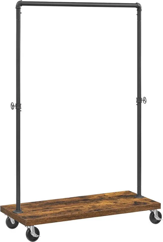 Main image of VASAGLE Clothes Rack, Heavy Duty Clothing Rack, Industrial Pipe Style Rolling Garment Rack with Shelf, for Bedroom, Laundry Room, Retail Store, Rustic Brown and Black UHSR65BX