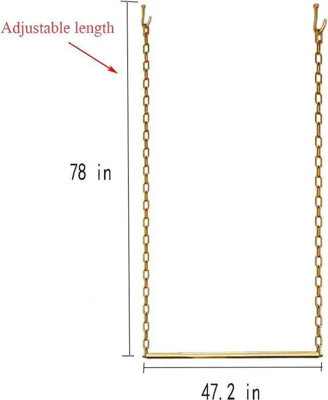 Alt view image 2 of 7 - 2 Pcs Adjustable Height Creative Chain Clothing Hanging Racks,Clothes Storage Shelves, Heavy Duty Metal Garment Rack,Retail Display Ceiling Hanger (Gold, 47.2 L)