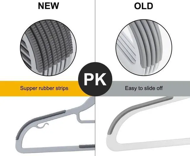 Alt view image 2 of 6 - OIKA Plastic Hangers with Tie Rack & 16.5 Inch Design - 30 Pack Super-Slim Non-Slip Heavy Duty Hangers for Closet, Apartments, Dorms - Space Saving, Waterproof, 11lbs Capacity (Dry/Wet Use)