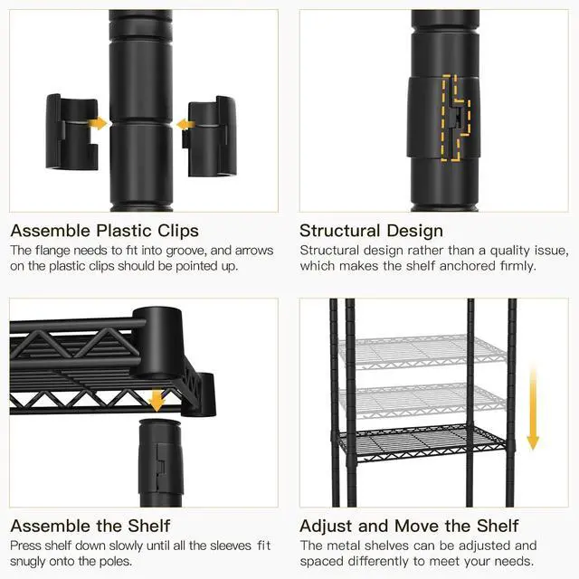 Alt view image 7 of 7 - Ulif H2 Heavy Duty Clothes Rack, Freestanding 4 Tiers Garment Rack for Hanging Clothes with Shelves and Hangers, Closet Organizers and Storage Metal Closet Wardrobe System, Max Load 500 LBS, Black