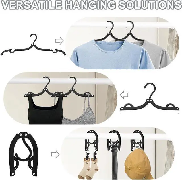 Alt view image 2 of 5 - 24 Pcs Travel Hangers Cruise Essentials 2025 Portable Folding Clothes Hangers Travel Accessories Foldable Clothes Drying Rack (Black) (24)
