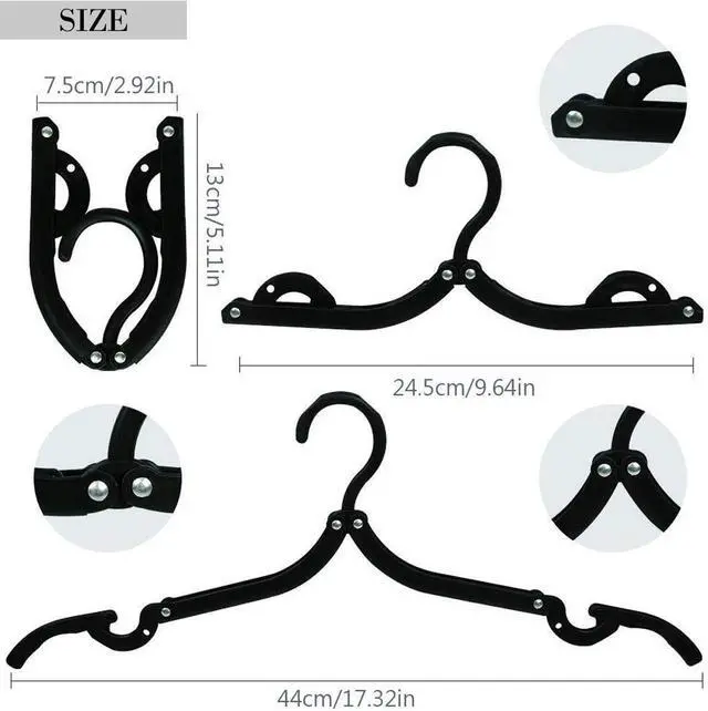 Alt view image 3 of 5 - 24 Pcs Travel Hangers Cruise Essentials 2025 Portable Folding Clothes Hangers Travel Accessories Foldable Clothes Drying Rack (Black) (24)