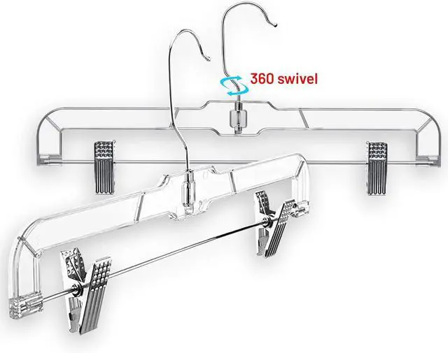 Alt view image 7 of 7 - DEILSY Skirt Hanger Pants Hangers with Clips Hangers Shorts Hanger Clear Plastic Clothes Hangers with 2-Adjustable Clip Non-Slip Clothes Hangers Perfect for Pant, Pack of 12