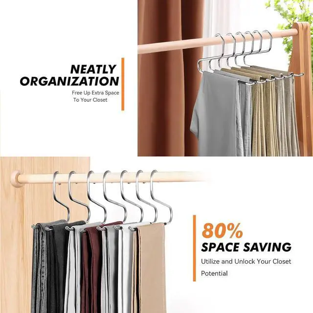 Alt view image 3 of 7 - Pants Hangers Non Slip - 30 Pack Open Ended Hangers for Pants, Metal Jean Rack for Closet Women and Men, Space Saving Design for Slacks Trouser Blanket, Organization and Storage