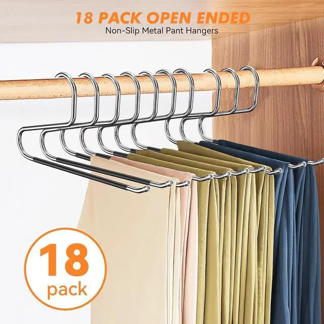 Alt view image 2 of 7 - Pants Hangers Non Slip - 30 Pack Open Ended Hangers for Pants, Metal Jean Rack for Closet Women and Men, Space Saving Design for Slacks Trouser Blanket, Organization and Storage