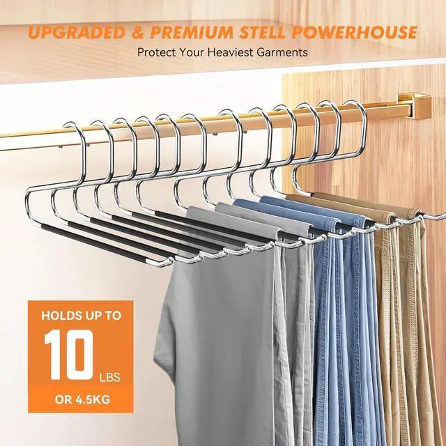 Alt view image 5 of 7 - Pants Hangers Non Slip - 30 Pack Open Ended Hangers for Pants, Metal Jean Rack for Closet Women and Men, Space Saving Design for Slacks Trouser Blanket, Organization and Storage