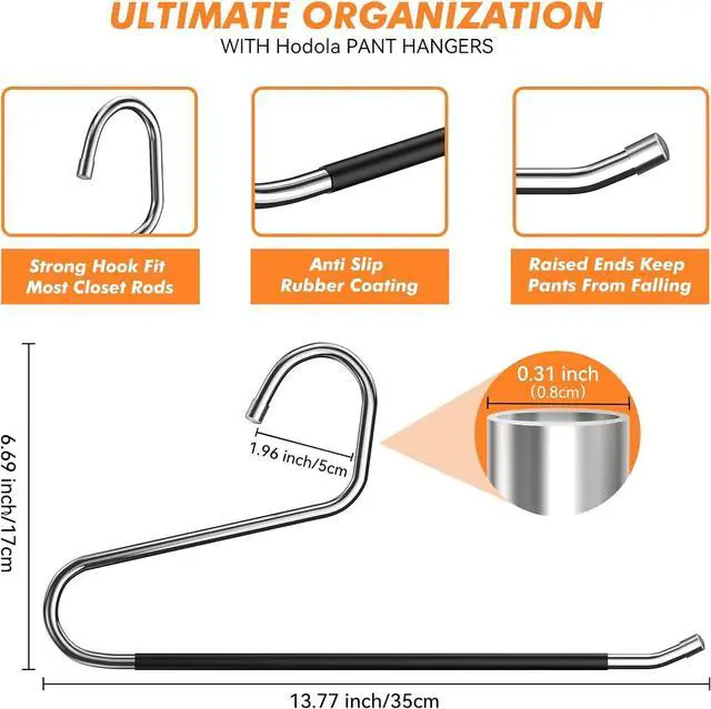 Alt view image 6 of 7 - Pants Hangers Non Slip - 30 Pack Open Ended Hangers for Pants, Metal Jean Rack for Closet Women and Men, Space Saving Design for Slacks Trouser Blanket, Organization and Storage