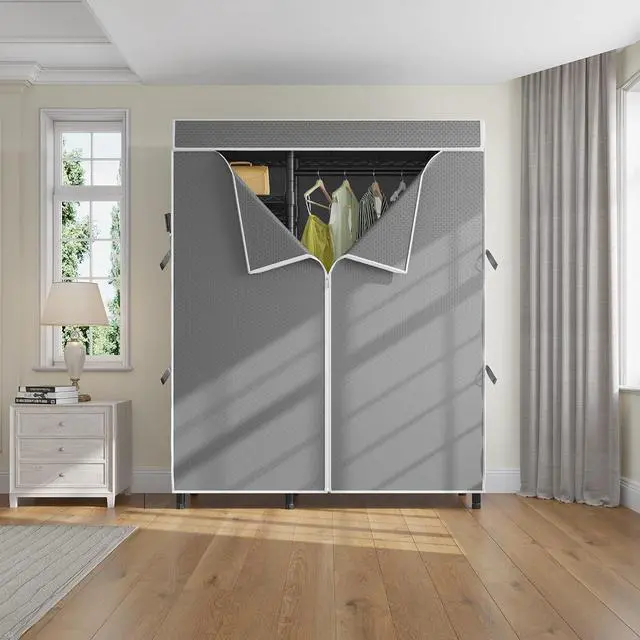 Alt view image 6 of 7 - VIPEK V2SC Heavy Duty Clothes Rack with Grey Upgraded Polyester Cover, Freestanding Wardrobe Closet with Adjustable Shelves & Hang Rods, Portable Closet for Bedroom, Max Load 800LBS