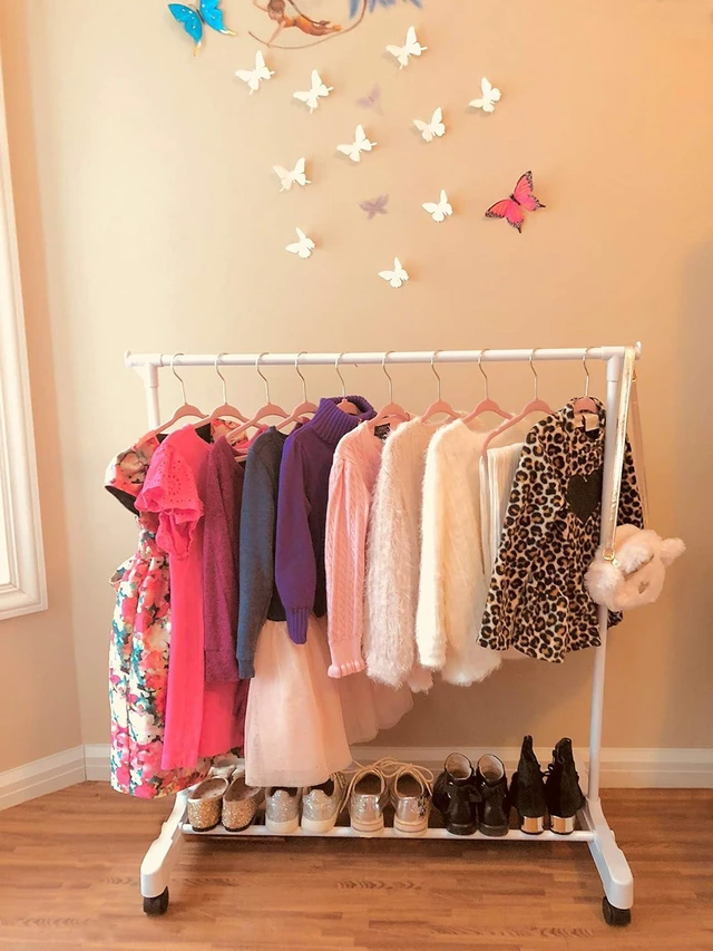 Alt view image 3 of 7 - Boottique- The Boot Hanger Company Childrens Garment Rack- Kids Closet Organizer- Kids Clothing Rack with 10 Gray Velvet Hangers & Opt. Wheels