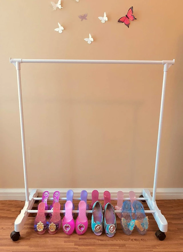 Alt view image 5 of 7 - Boottique- The Boot Hanger Company Childrens Garment Rack- Kids Closet Organizer- Kids Clothing Rack with 10 Gray Velvet Hangers & Opt. Wheels