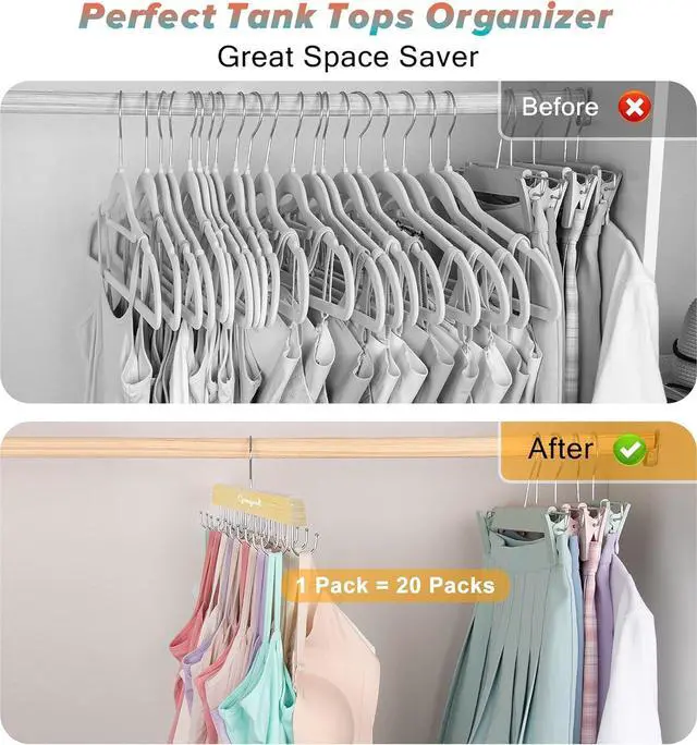 Alt view image 4 of 7 - Bra Hanger for Closet, Tank Top Hangers 2 Pack w/20 Hooks Holds 40 Bras, Capacity Foldable Wood Space Saving Hanger, 360°Rotating Closet Organizers and Storage for Dorm & Apartment