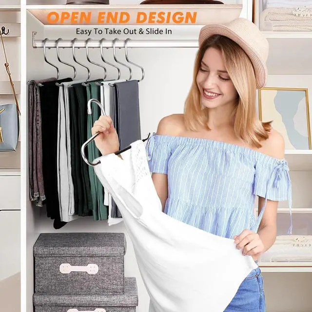Alt view image 4 of 7 - Pants Hangers Non Slip - 30 Pack Open Ended Hangers for Pants, Metal Jean Rack for Closet Women and Men, Space Saving Design for Slacks Trouser Blanket, Organization and Storage