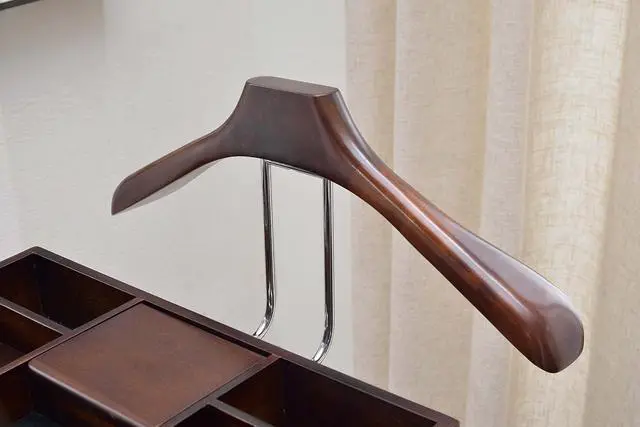 Alt view image 5 of 7 - Proman Products - Crescent Moon Valet, Mens Valet Stand with Drawer, Top Tray, Contour Hanger, Trouser Bar, Belt Hooks & Shoe Rack, Accessory & Clothes Organizer (Mahogany)