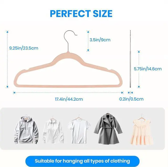 Alt view image 2 of 7 - YSSOA Velvet Hangers 50 Pack, Non-Slip Clothes Hangers with Shoulder Notches, 360° Swivel Hooks, Heavy Duty Standard Hanger for Closet Space Saving, Pink